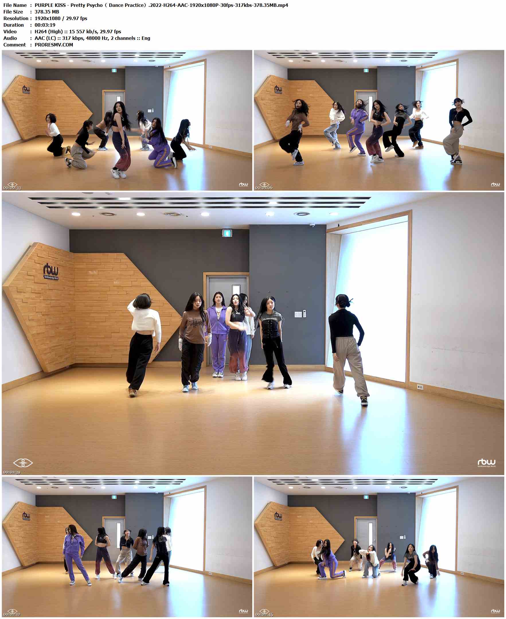 PURPLE KISS - Pretty Psycho（ Dance Practice）.2022-H264-AAC-1920x1080P-30fps-317kbs-378.35MB官方MV_高清MV